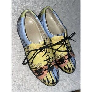 Icon Women’s Casual Party Shoes Size 8.5 M Yellow Blue Floral Going Out Fun